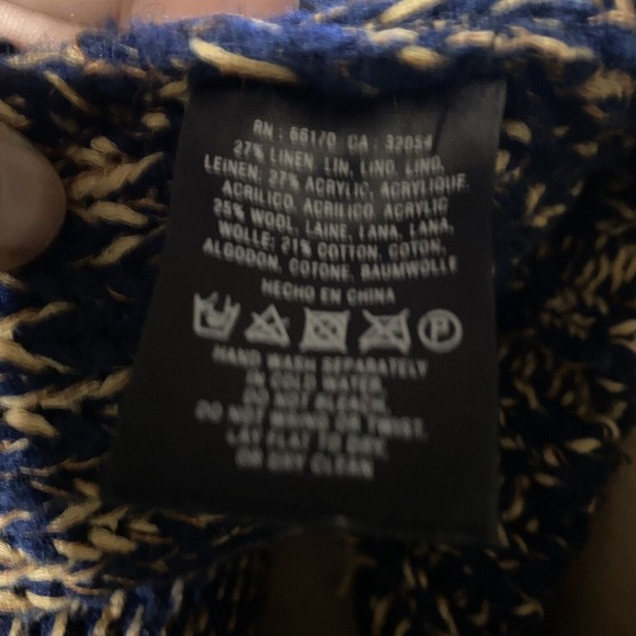 Sparrow Anthropologie Women Sz S Blue Gold 3/4 Sleeve Wool Blend Open Cardigan - Picture 5 of 6